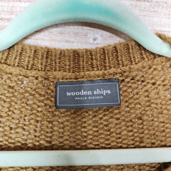 Wooden Ships Sweater Mohair Wool Cable Knit Brown Women's Size M/L - Picture 9 of 14
